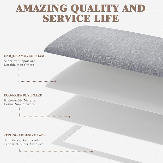 Upholstered Headboard for King Size Bed, Wall Mounted & Peel and Stick Headboard, Soundproof DIY Wall Panels, Fabric Tufted Head board in Modern Design for Bedroom (12 Panels, Each 23.62"x9.84"）