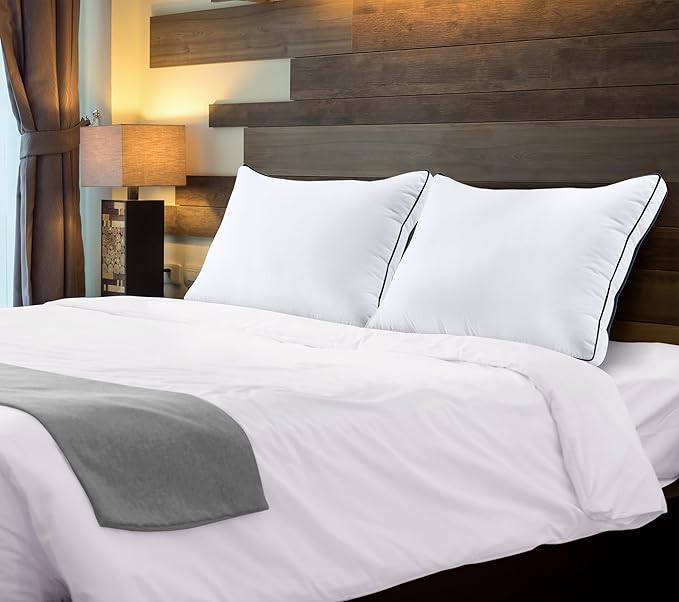 Utopia Bedding Bed Pillows for Sleeping King Size (Navy/White), Set of 2, Cooling Hotel Quality, Gusseted Pillow for Back, Stomach or Side Sleepers