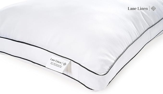 LANE LINEN Bed Pillows King Size Set of 2 (20"x36") - Soft Gusseted Pillow for Back, Stomach or Side Sleepers - Hotel Quality Down Alternative King Pillows 2 Pack - White