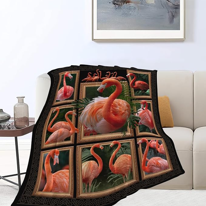 Yibuda Flamingo Blanket Bird Tropical Flannel Plush Throw Blanket Cozy Animal Decor Fleece Stuff Blanket Gifts for Lover Girls Boys Kids Adults Women Bed Travel 50"x60"