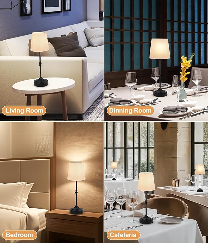 Cordless Lamp Rechargeable LED Table Lamp, 5000mAh Battery Operated, 3 Level Brightness, Portable Night Bedside Lamp, Ambient Desk Light for Home Decor, Patio, Restaurant, Dinning