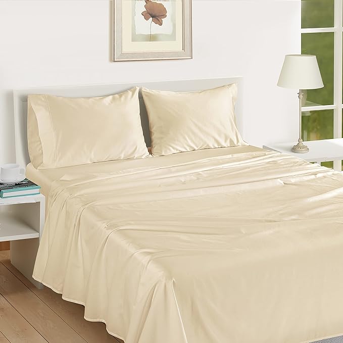 LANE LINEN Pillow Case Covers King Set of 2 100% Egyptian Cotton Sateen Soft Cool & Smooth 1000 Thread Count Cases - Ivory