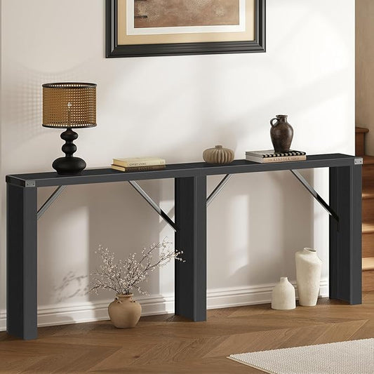 Console Table, 70.8" Long Behind Couch Sofa Table, Entryway Table, Farmhouse Console Table for Narrow Spaces, Hallway, Living Room, Black CT31BB