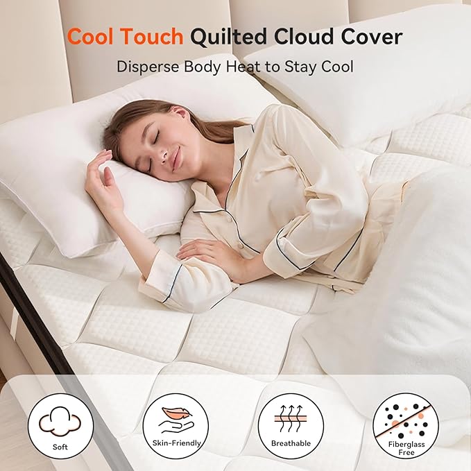 ELEMUSE 3 Inch Twin Memory Foam Mattress Topper, High Density Gel Foam Bed Toppers with Cooling Pillowtop for Back Pain Relief, Medium Firm Mattress Pad for Comfort Body Support