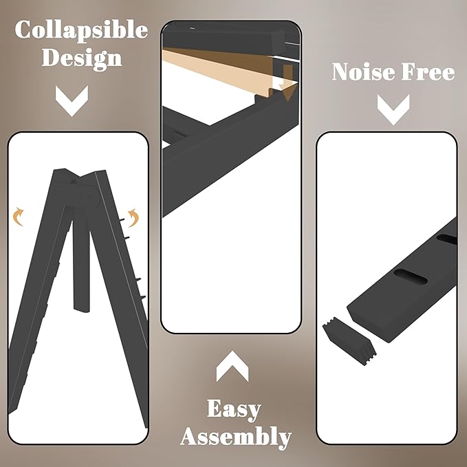 Twin Bed Frames 6 Inch, Black Twin Size Bed Frame with Metal Gaskets, No Box Spring Need, Heavy Duty Steel Platform Support, Round Corner Desgin, Reserved Holes, Easy Assembly, Noiseless