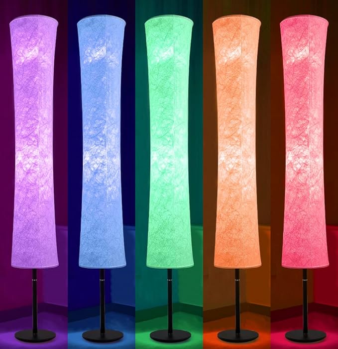 BLUEYE Floor Lamp,RGBCW 2700K-6500K,APP & Remote&Smart Voice Control, 2 X 60W Equivalent, No Hub Required,Compatible with Alexa Google Assistant, 60'' Standing Lamp for Bedroom, Similar Fabric