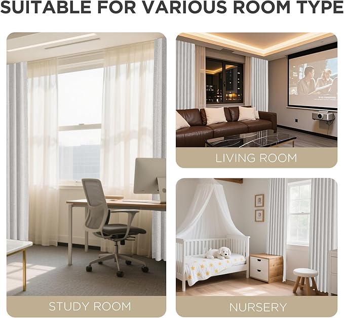 Joydeco 100% Blackout Curtains for Bedroom - Natural Linen Curtains 70" W x 96" L, Thermal Insulated 1 Panels White Light Blocking Drapes, Rod Pocket & Back Tabs, Darkening Privacy for Living Room