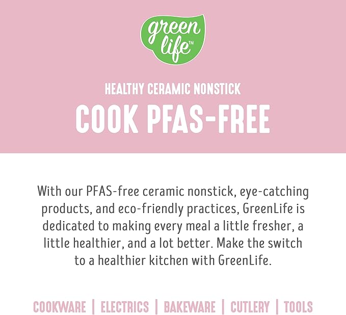 GreenLife 2 Quart Ceramic Nonstick Saucepan with Lid, PFAS-Free, Stay-Cool Handle, Multipurpose Kitchen Cooking Pot, Dishwasher & Oven Safe, Pink