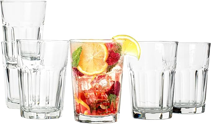 Vikko Drinking Glasses, 11.5 Ounce Glass Cups, Durable Glasses Drinking Set of 6, Stackable Water Glasses, Highball Glasses, Heavy Base Tumblers & Water Glasses, Dishwasher Safe Cups for Kitchen