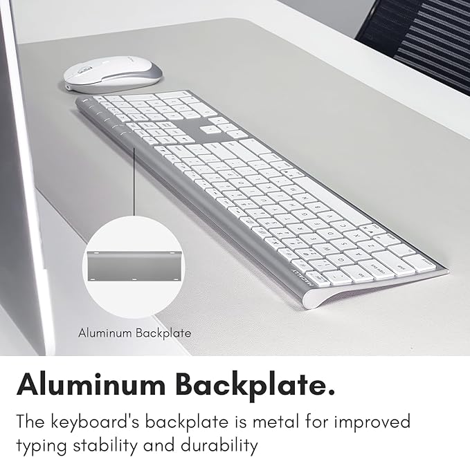Macally Premium Bluetooth Keyboard and Mouse for Mac | Compatible Wireless Apple Keyboard and Mouse Combo (110 Keys Multi-Device Rechargeable) for MacBook Pro/Air and iMac