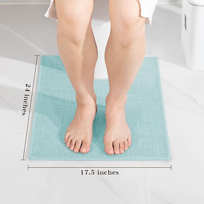 chakme Bathroom Rugs Mat U-Shaped 24x17, Ultra ThinNon Slip Bath Mat Small Quick Dry Absorbent Bath Matfor Bathroom Floor, (Blue, U-24"x17")