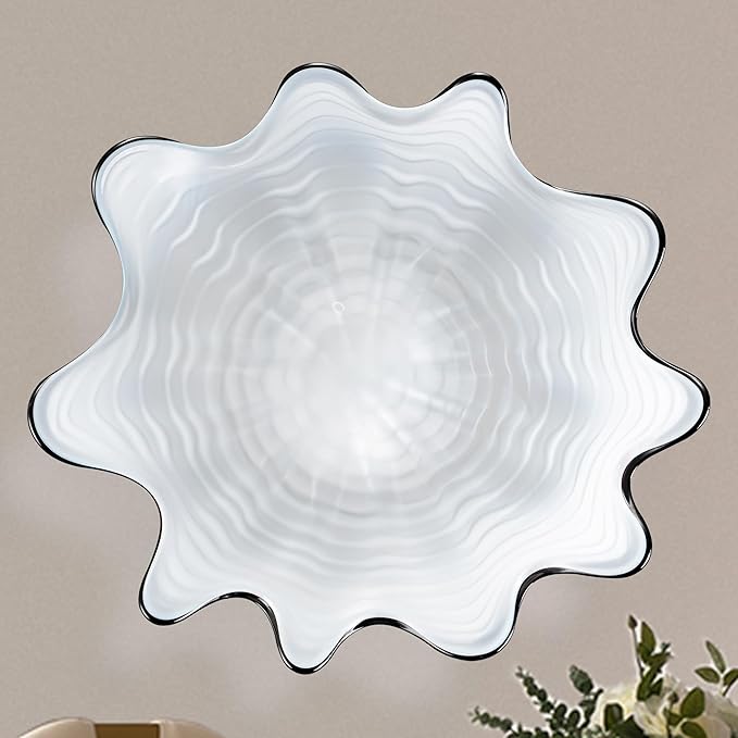 Hand Blown Glass Wall Plates Decor, Modern Unique Glass Wall Art, Murano Blown Glass Wall Art with Transparent and Easy to Clean for Staircase, Living Room, Kitchen, Hallway