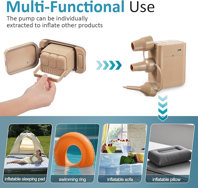 Self-Inflating SUV Air Mattress with Built in Electric Pump，car air Mattress for Trunk，Portable car Mattress for Travle and Camping (Light Gray)