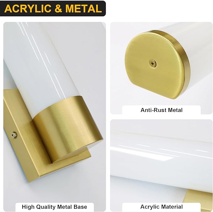 Kalium 14in Modern Wall Sconces, Dimmable Bathroom Vanity Lights,3000K Warm White LED Indoor Sconces Lighting for Bathroom, Stairs, Living Room, Bedroom. Hardwired.