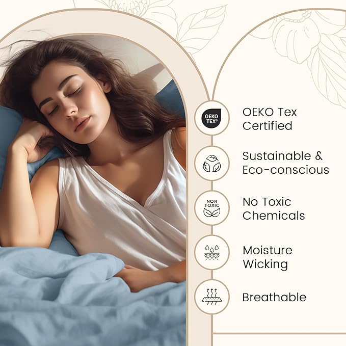 100% Egyptian Cotton Sheets Queen Size Set, 800 TC Deep Pocket Queen Sheets Set, Soft Breathable Sateen Weave 4 PC Elasticated Sheet & Pillowcase Sets, No Pill & Shrink, Fade Resistant- French Blue