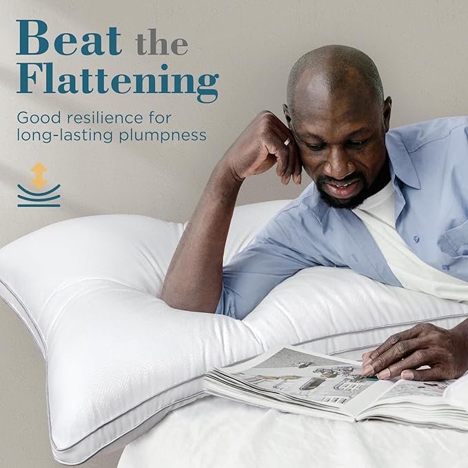 viewstar King Size Pillows Set of 2, Hotel Quality Cooling Down Alternative Gusseted Bed Pillows for Side, Back, or Stomach Sleepers, White, 19" x 33"