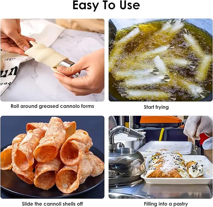 19 Pcs Cannoli Tubes Kits, Stainless Steel Cannoli Tubes Molds, 4.7 Inch Cannoli Forms Non-stick Cream Horn Molds for Danish Pastry Lady Lock Form, Cream Roll, Croissant