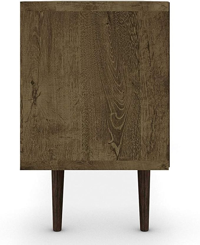 Manhattan Comfort Liberty Collection Mid Century Modern TV Stand With Three Shelves and Two Cabinets With Splayed Legs, Wood, Rustic Brown, Large (202AMC9)