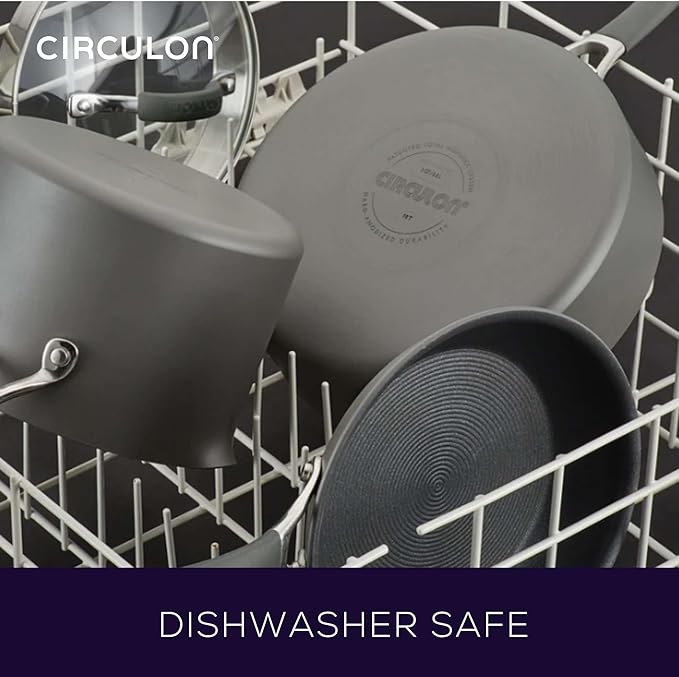 Circulon Radiance Hard Anodized Nonstick Frying / Fry Pan Set / Skillet Set - 8.5 Inch, 10 Inch, and 12.25 Inch , Gray