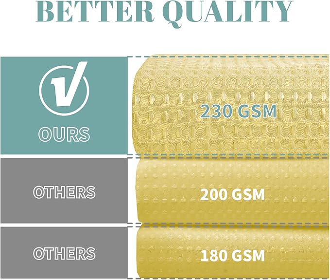 Yellow No Hook Waffle Weave Shower Curtain with snap-in Liner Replacement, 230GSM Waterproof Fabric Hotel Shower Curtain Set for Bathroom, Through Mesh Top Window,71Wx77H