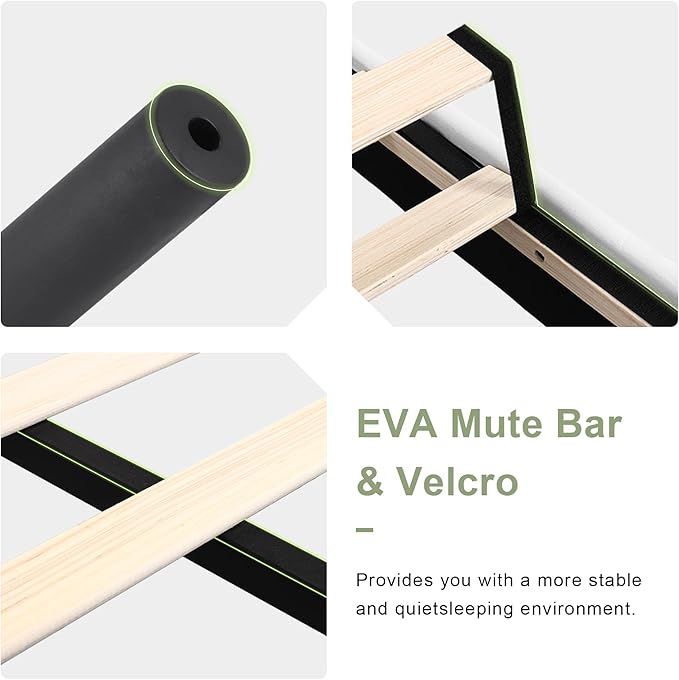 Feonase Full Size Bed Frame with Upholstered Wingback Headboard, Platform Bed and Heavy Duty Wooden Slats Support, Easy Assembly, Noise-Free, No Box Spring Needed, White