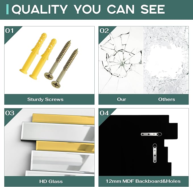 24×47inch Gold Mirrors for Wall Beveled Rectangle Accent Mirrors for Wall Contemporary Decor Livinig Room Decorative Mirrors for Decor