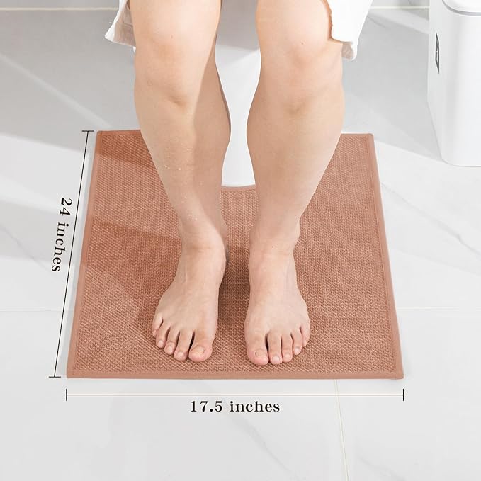 chakme Bathroom Rugs Mat U-Shaped 24x17, Ultra ThinNon Slip Bath Mat Small Quick Dry Absorbent Bath Matfor Bathroom Floor, (Dark Pink, U-24"x17")