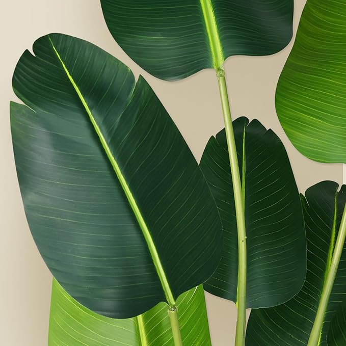 Artificial Bird of Paradise Plant 5.2Ft Fake Tropical Palm Tree with 10Trunks Faux Banana Leaf Trees in Pot for Home Indoor Outdoor Office Modern Decor Housewarming Gift（1Pcs）