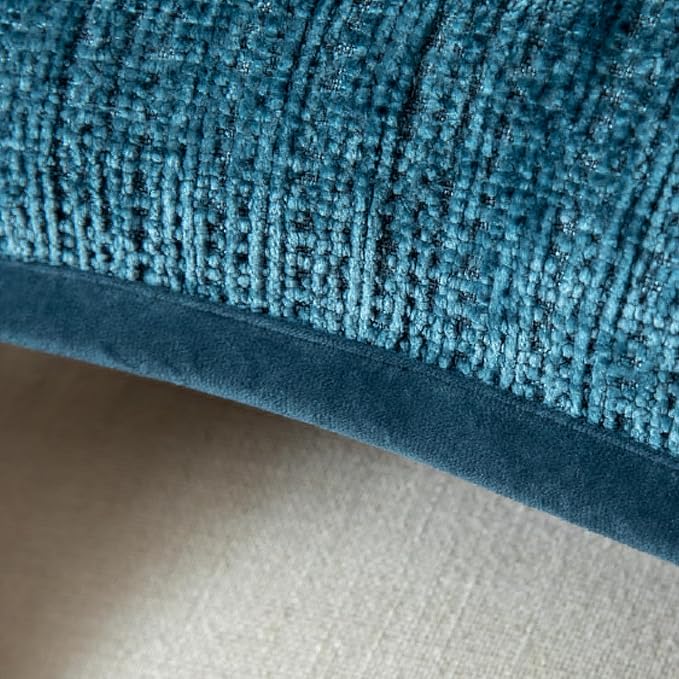 Yaertun Pack of 2 Chenille Textured Decorative Throw Pillow Covers Accent Solid Cushion Cover Soft Cozy Pillow Case with Velvet Back for Couch Sofa Bed Living Room 26x26 Inch Blue