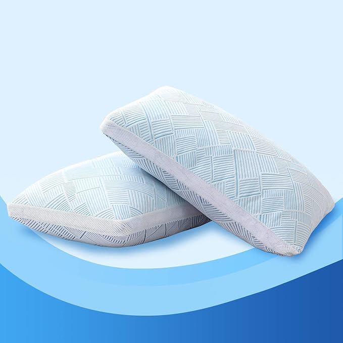 Sylvaris Shredded Memory Foam Cooling Soft Bamboo Viscose Pillows King Set of 2, Adjustable Hypoallergenic Hotel Quality Pillows for Back, Stomach and Side Sleeper, Oeko-TEX Certified