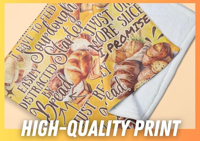 Bread Bakery Gifts Blanket, Bed Flannel Plush Throw, for Bread Lover, Women, Female (50"x 65")