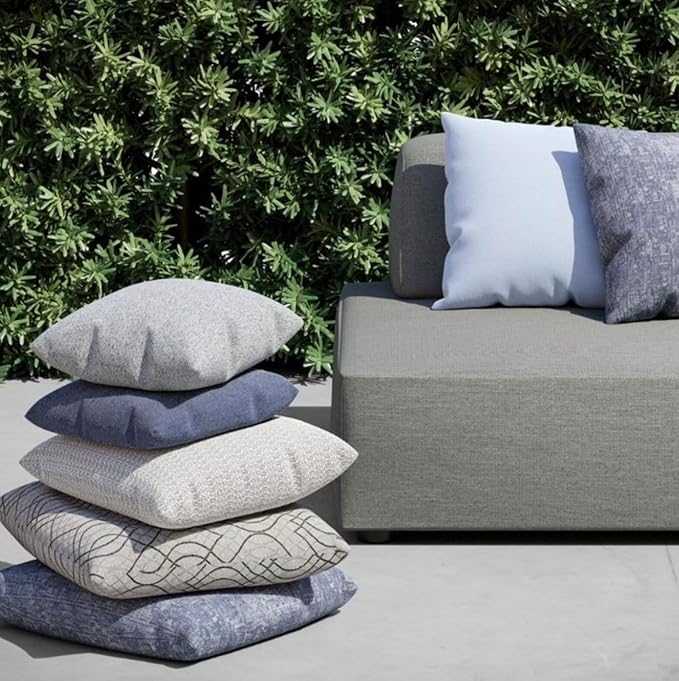 RSH DECOR: Sunbrella Square Throw Pillows Set of 2 | 17" x 17" | Water and Fade-Resistant Performance Fabric | Outdoor Pillow Covers with Down-Alternative Inserts | Canvas Canvas