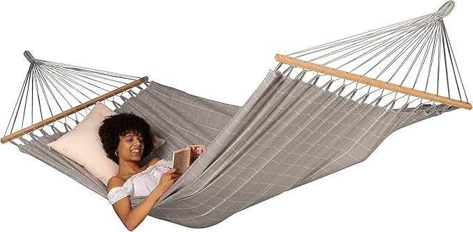 La Siesta® Alisio Hammock with Spreader Bar - Weatherproof Outdoor Hammock, Outside Fabric Tree Hammock 2 Person Hammock - Max 355 Lbs, Double, Almond
