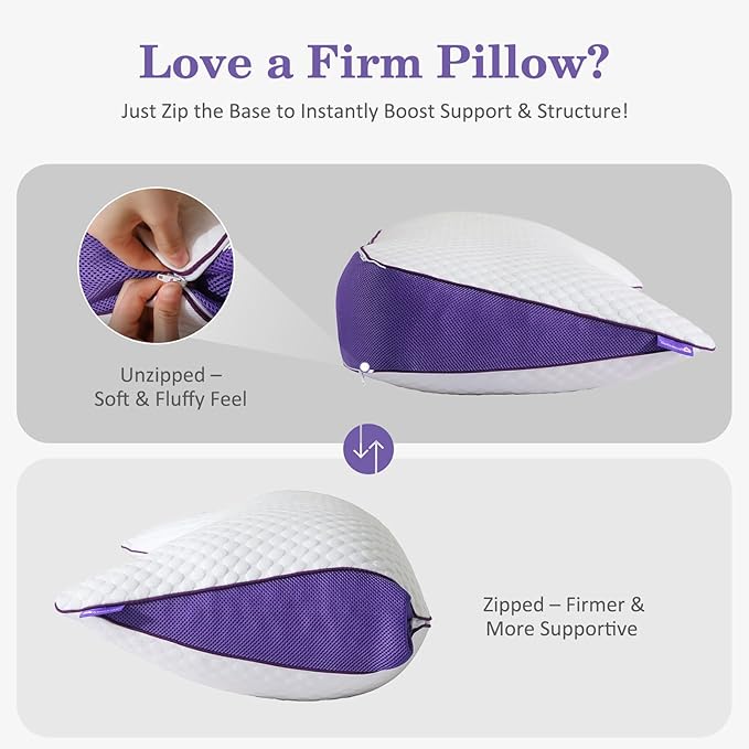 HOMELAB Adjustable Shredded Memory Foam Curve Pillow Queen Size 29"x19", Oversized Crescent Design for Side & Back Sleepers, Doubles as Backrest for Reading, Lounging & Relaxing, Cooling Cover, 1 Pack