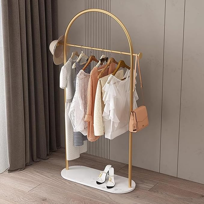 small clothing rack,heavy duty clothes rack with Marble base,metal garment racks for hanging clothes,Modern Coat Rack Freestanding with 2 Hooks for Bedroom Living Room Office