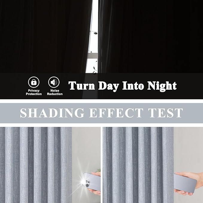 Vision Home Chambray Blue Pinch Pleated Full Blackout Curtains Room Darkening Window Curtains for Living Room Bedroom Thermal Insulated Pinch Pleat Blue Drapes with Hooks Back Tab 2 Panel 40" Wx120 L