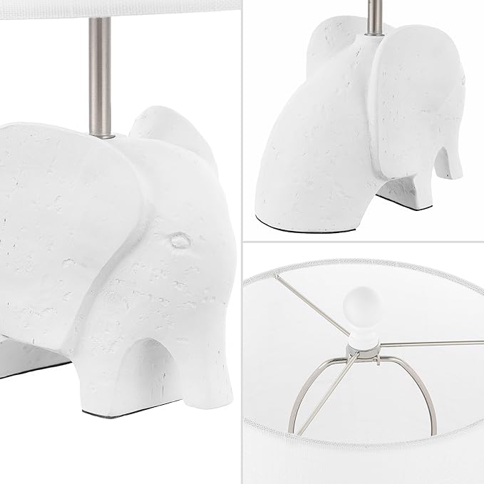 JONATHAN Y JYL1143D Koda 17.5" Eclectic Southwestern Resin/Iron Elephant LED Table Lamp Global, Transitional, Rustic, Office, Living Room, Dining Room, Bedroom, Hallway, Foyer, White