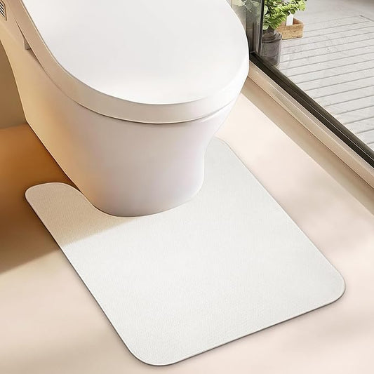 Toilet Rugs U Shaped Bathroom Rug,Machine Washable Non Slip Quick Dry Super Absorbent Ultra Thin Toilet Mats for Bathroom Toilet.White,1'8"x2'(20x24inch)