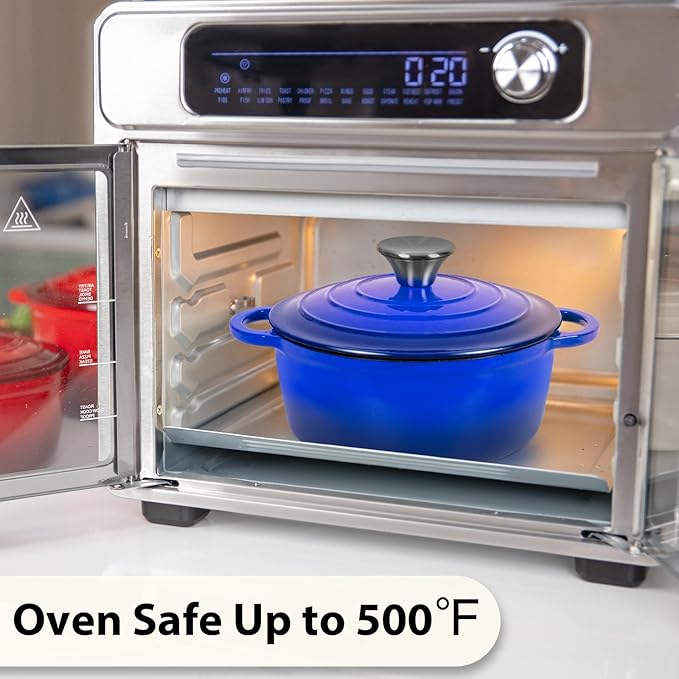 Romswi Enameled Cast Iron Dutch Oven Set - 3qt & 5.5qt Dual Combo - 7-Layer Professional Grade Dutch oven pot with lid - Oven Safe for Braising, Stews, Roasting, Bread Baking - Blue Bread Dutch Oven