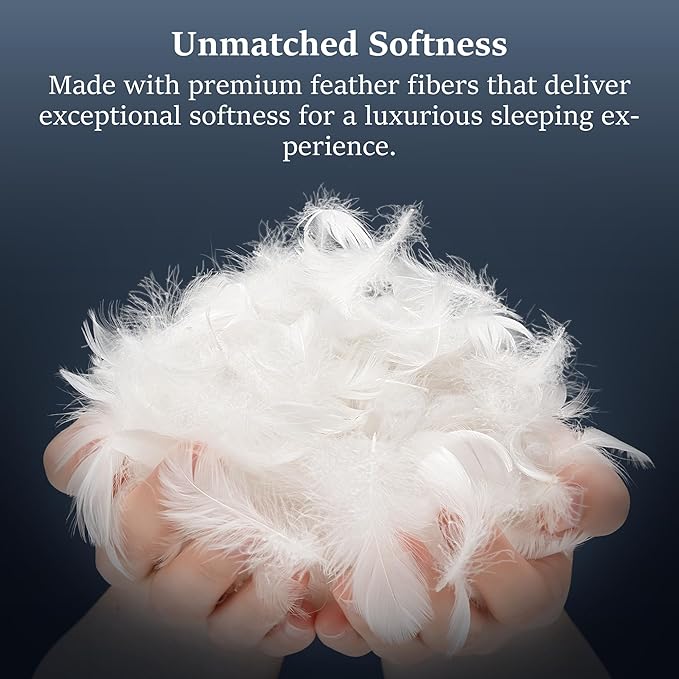 COZSINOOR Goose Feather Pillows Queen Size - Set of 2, Hotel Down Bed Pillow for Sleeping, Soft 600 TC Cotton Cover, Fluffy Support Surround Fill Down Alternative for Back, Stomach, Side Sleepers
