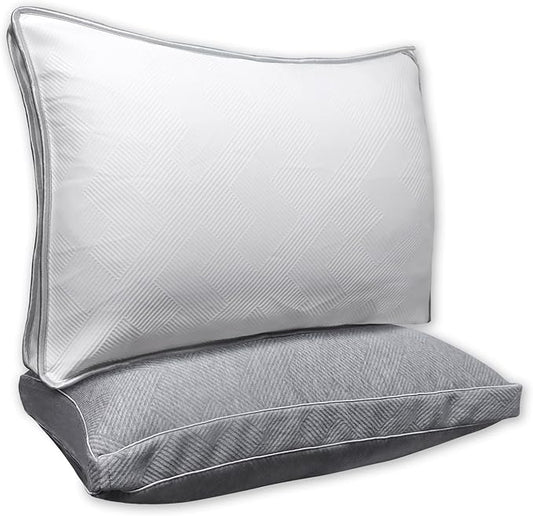 Pillows Standard Size Set of 2 - Shredded Memory Foam Cold Pillow That Stay Cold Adjustable Pillows for Sleeping Double-Sided Pillowcase