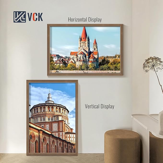 VCK 24x36 Brown Poster Frames 3 Pack, High-End Wood Wide Border Picture Frame,Multi-Directional Display Family Photos, Office Prints, Studio/Gallery/Home Artwork