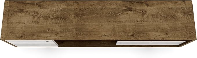 Manhattan Comfort Liberty Mid Century Modern TV Stand for Televisions up to 65 Inches, Bedroom and Living Room Entertainment Center with Storage, Shelves, and Cabinet, 71" Wide, Rustic Brown/White