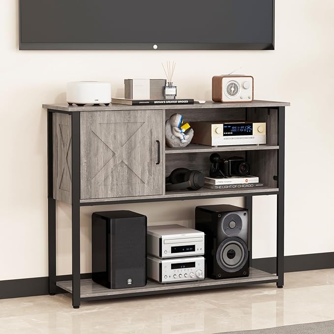 41" Console Table with Storage Cabinet, Sofa Table with Storage Shelves, Coffee Bar Table, Sofa Entryway Tables for Entry Way, Behind Couch Table for Living Room Hallway, Gery