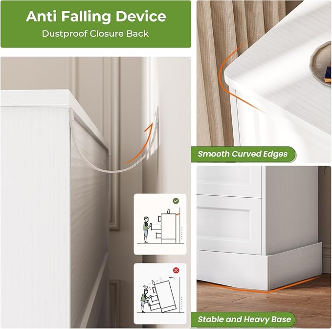 Hasuit White Dresser for Bedroom with 9 Drawers, 51.2" Large Drawer Dressers with Charging Station, Wide Farmhouse Dressers Chest of Drawers, Wooden Storage Tower Organizer, Dresser for Bedroom Closet