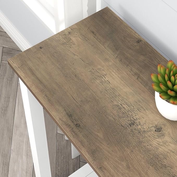 FOLUBAN Farmhouse Sofa Table, Rustic Vintage Console Table for Entryway, Living Room, Hallway, White