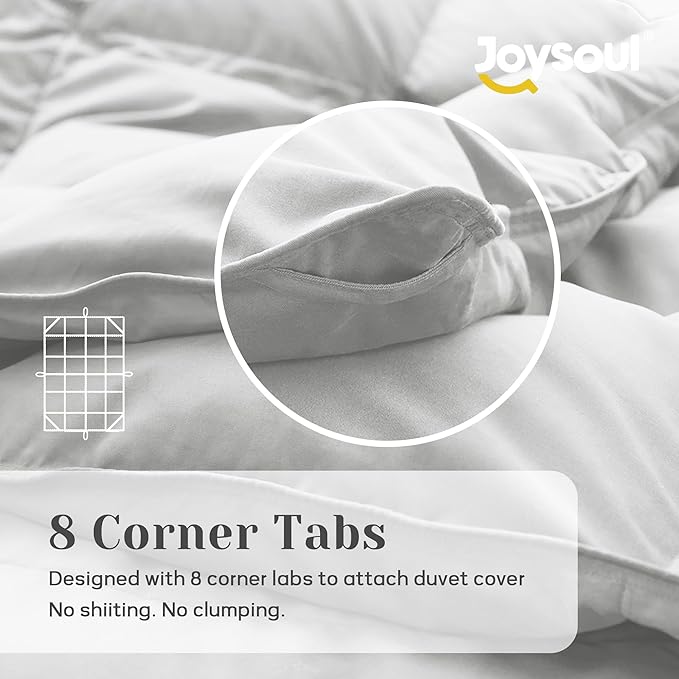 Joysoul Queen Size (88"x 88") Down Comforter - All Season Ultra Soft Goose Down & Feather Fiber Fill, Luxury Hotel Light Gray Duvet Insert with Corner Tabs (88" X 88")
