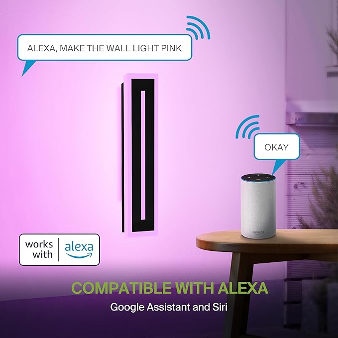 ASD LED 24" Long Wall Mount Light Fixture, Outdoor & Indoor Linear Sconce | RGBW, Smart, Waterproof, Anti-Rust, ETL Listed | 24W 1100LM 2700-6500K 100-277V | Exterior Porch Lighting | Black, 2 Pack