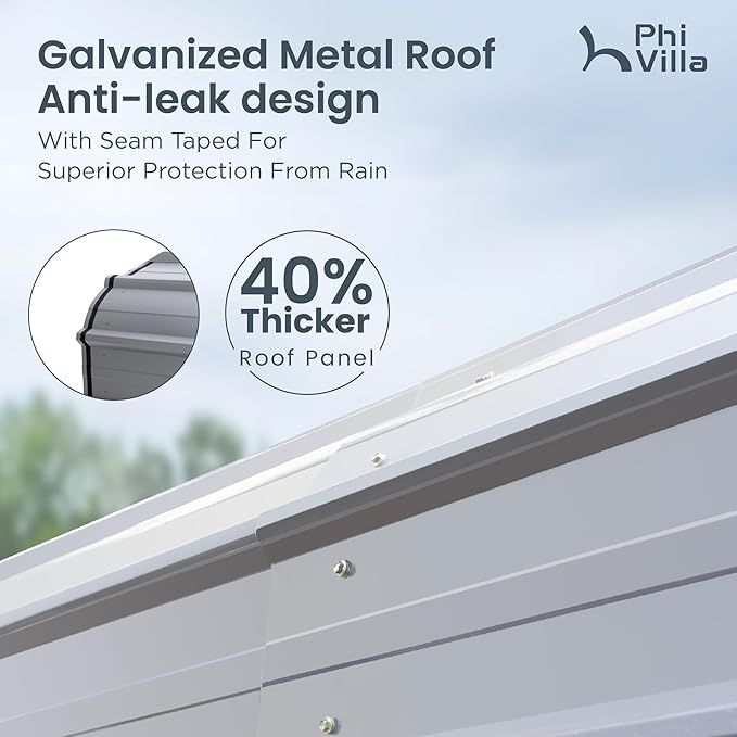 PHI VILLA 10 x 15 ft Heavy Duty Carport with Galvanized Steel Roof Multi-Use Shelter, Sturdy Metal Carport for Cars, Boats, and Tractors