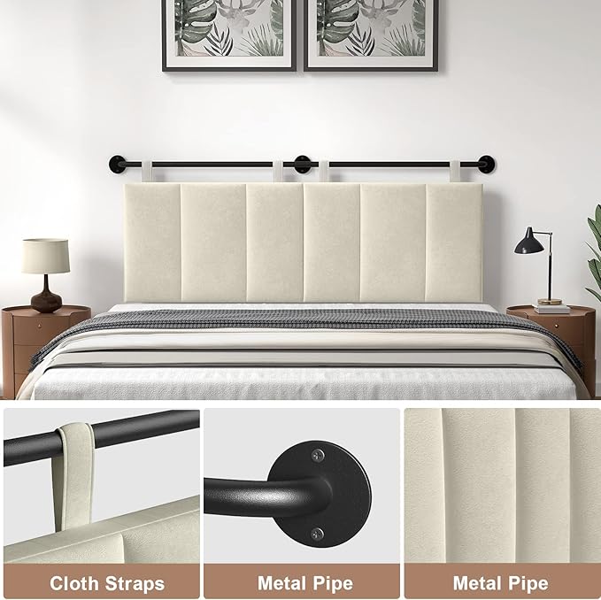 Headboard, Headboards Queen Size Wall Mounted Bed Headboard with Headboards Only Height Adjustable Beige Head Boards for Bedroom(Velvet Beige, Queen)